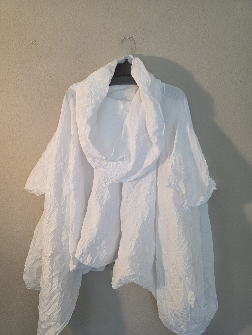 Lightweight White Draped Custom Made Shawl Cardigan